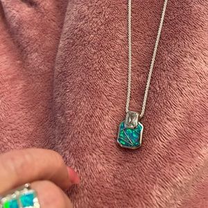 Sterling Silver Chain And Pretty Opal Pendant New$175 value necklace alone!